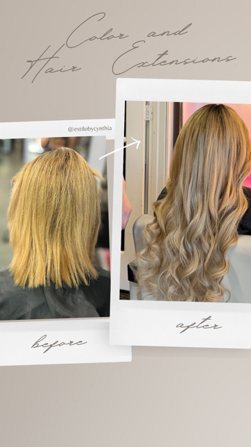 Balayage + Extensiones — antes y después
